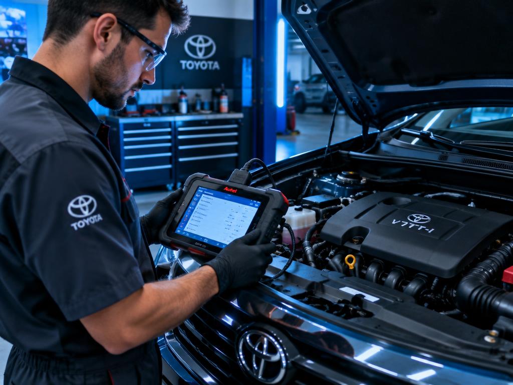 Diagnóstico com scanner automotivo em Toyota na oficina em Presidente Prudente
